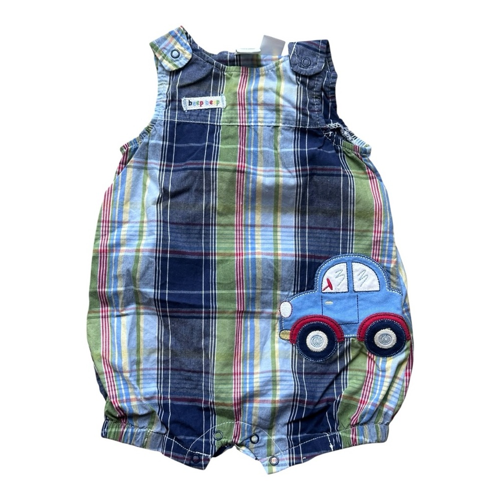 Little Me‎ plaid car Baby Overalls Size 6M